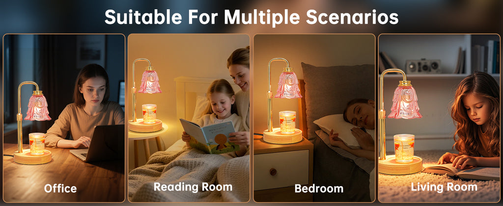 Candle Warmer Lamp with Timer Dimmer, Adjustable Height Pink Tulip Candle Wax Warmer, Christmas Birthday Gift for Mom Women, House Warming Gifts for New Home Bedroom Decor,Flower Pink