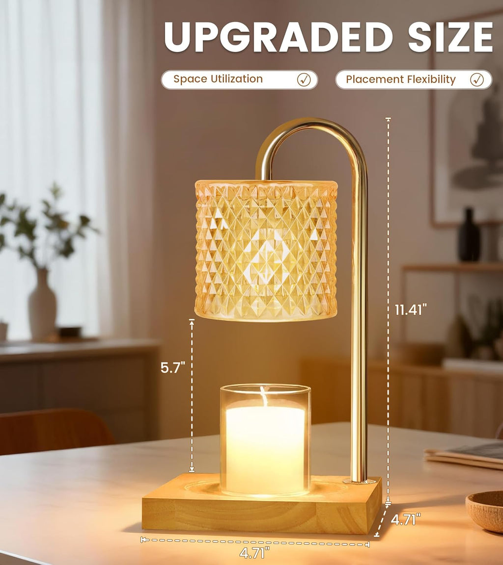 Candle Warmer Lamp with Timer Dimmer, Birthday Gifts for Women Mom, House Warming Gifts, Elegant New Home Decor, Wax Warmer for Jar Candles, Heater Lamp for Scented Wax, Amber Glass