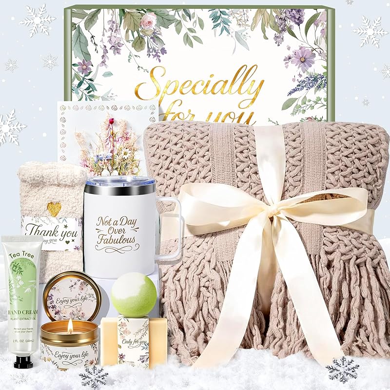 Christmas Birthday Gifts for Women Spa Care Package, Get Well Soon Gifts for Women, Self Care Gift Baskets, Thinking of You Sympathy Gift Box for Mom, Her, Friend, Sister, Wife