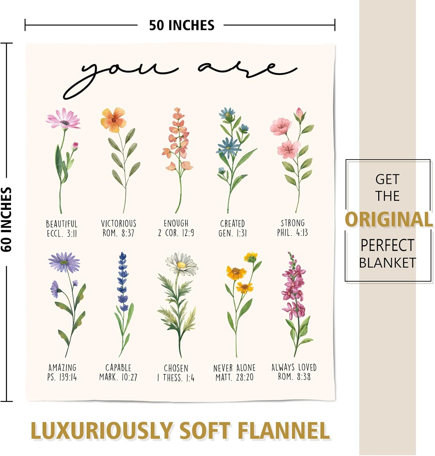 Afterprints Christian Gifts for Women, Christian Blanket with Flowers, Birthday Gifts for Women, Inspirational, Religious Gifts for Sister, Friend, Daughter, Mom, Soft Throw Blankets 50'' x 60''