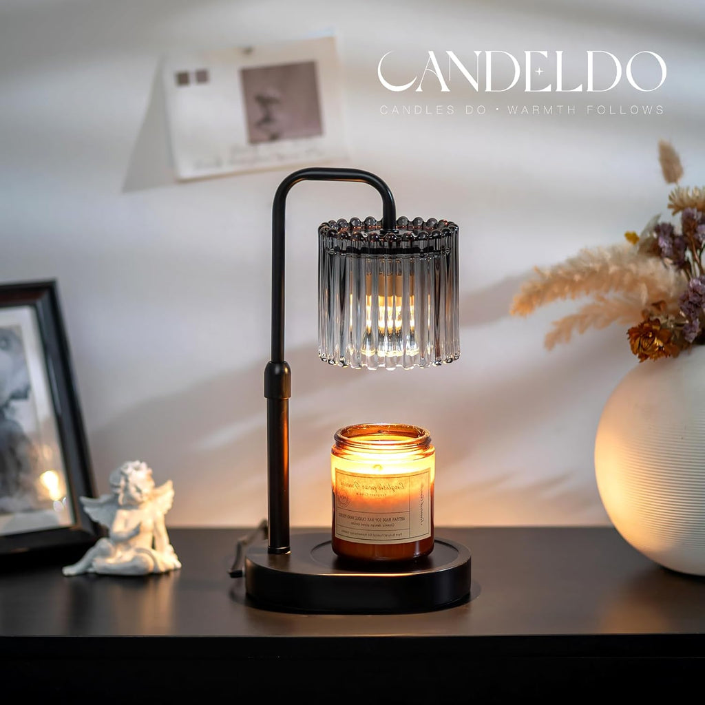 Candle Warmer Lamp with Timer: Black Candle Warming Lamp Height Adjustable Wax Melt Warmer Dimmable Modern Farmhouse New Home Bedroom Decor Christmas Housewarming Gift for Women