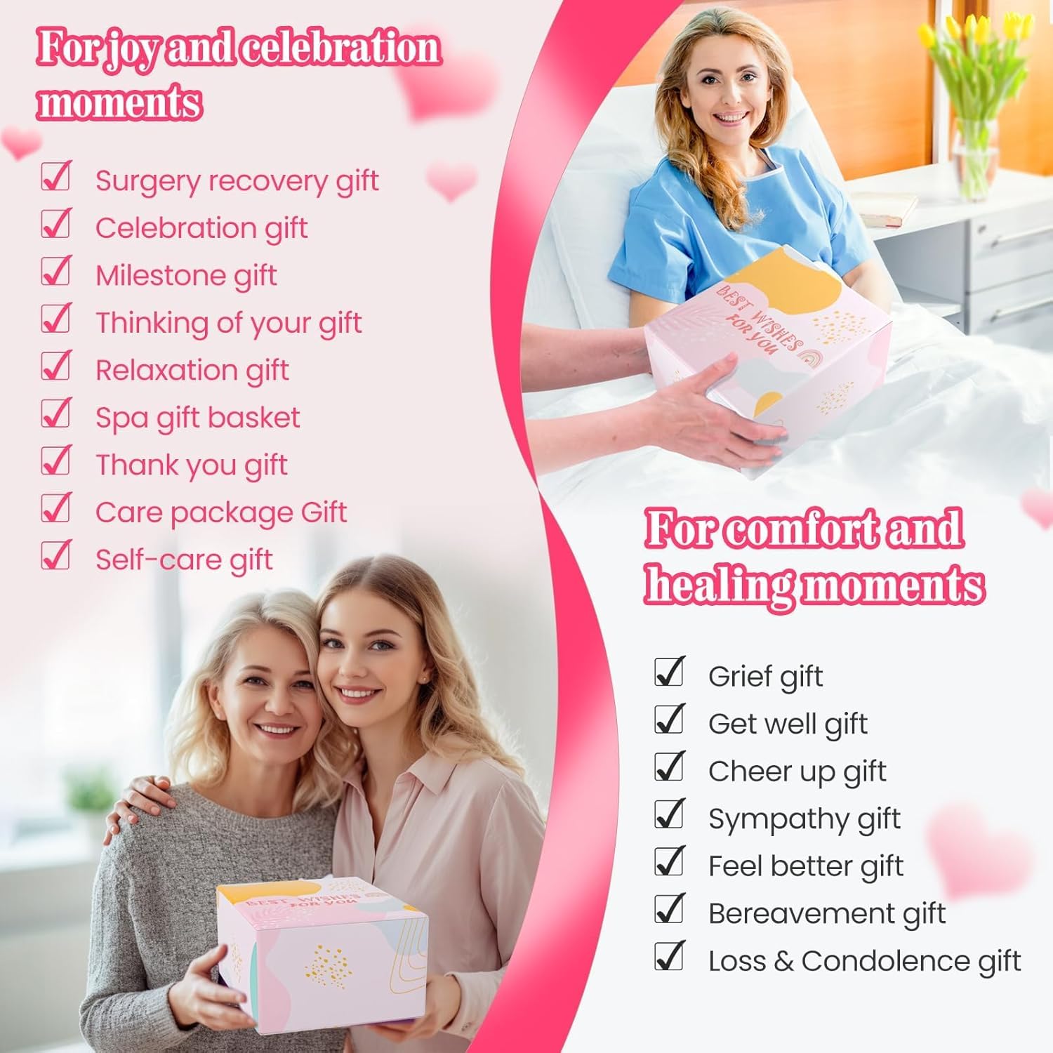 Get Well Soon Care Package for Women, 12 Pcs Deluxe Self-Care Gift Box with Pink Cozy Blanket, Tumbler, Candle & Spa Feel Better Basket – After Surgery, Thinking of You, Encouragement Recovery Gifts