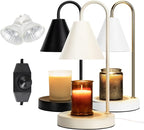 Candle Warmer Lamp,Electric Candle Warmer with Dimmable Light,Scented Wax Melter,No Smoke,Compatible with Various Jar,with 2 Light Bulbs,Home Decor-Black