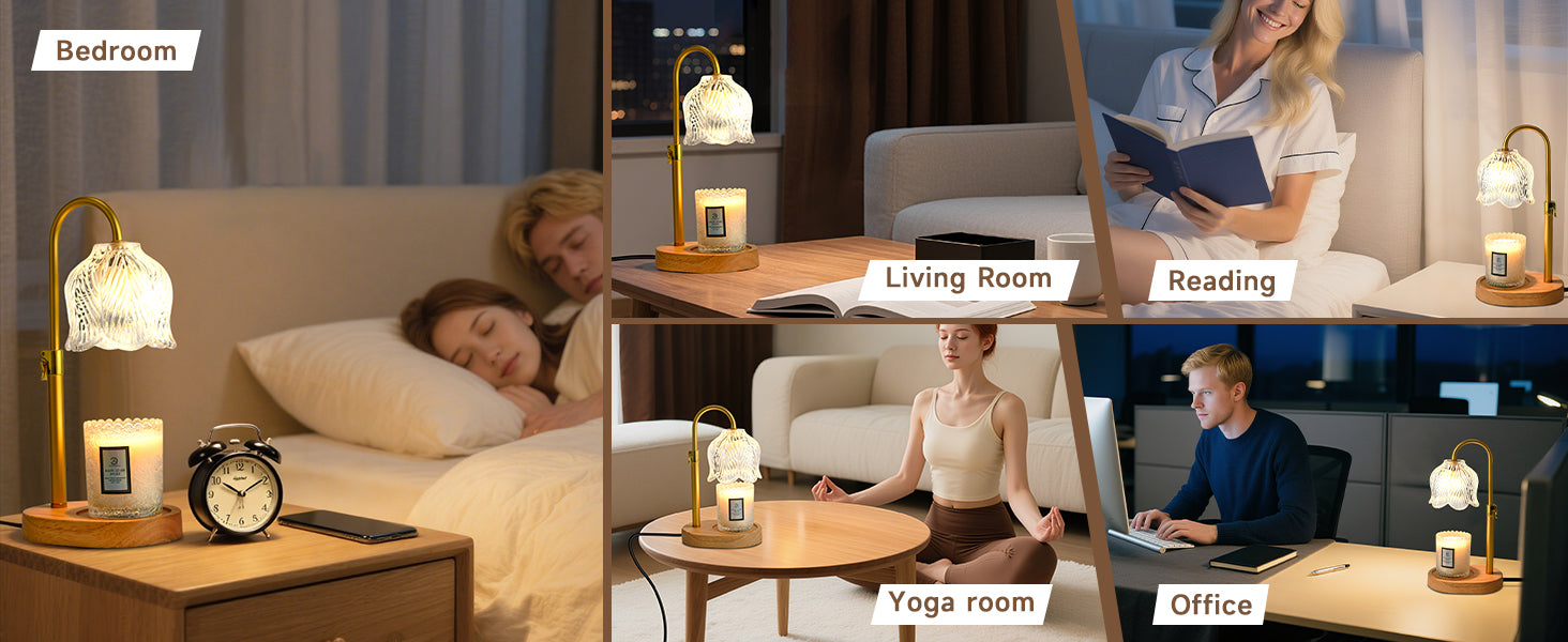 Candle Warmer Lamp with Timer, Birthday Gifts for Women Mom, Height Adjustable Wax Melts Warmer, White Elephant Gifts, Dimmable Candle Warmer for Jar Candles with 2 Bulbs