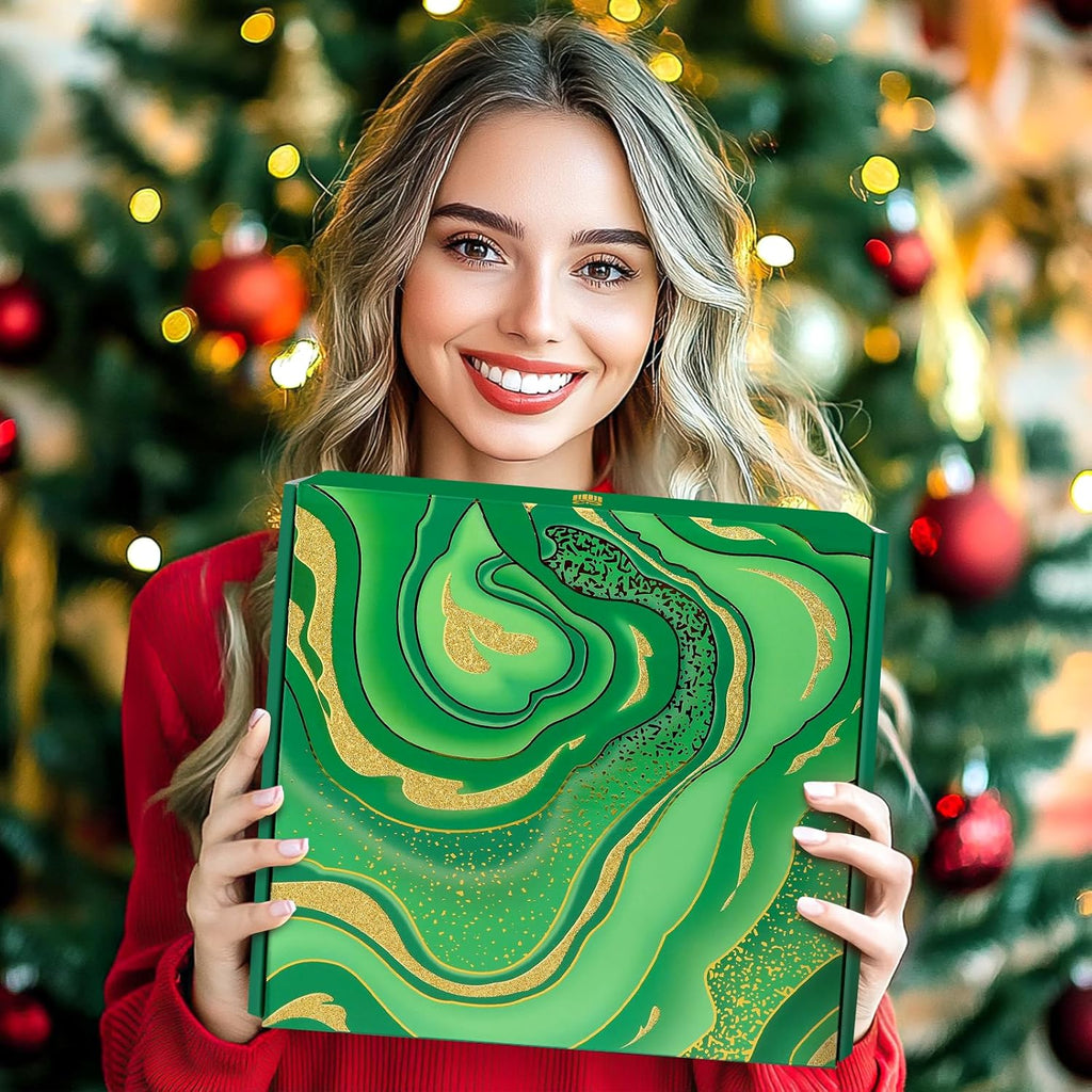 Christmas Gifts for Women, Christmas Birthday Gifts for Women, Green Get Well Soon Self Care Gifts Relaxing Spa Basket with Luxury Flannel Blanket for Mom Christmas Sister Wife Girlfriend