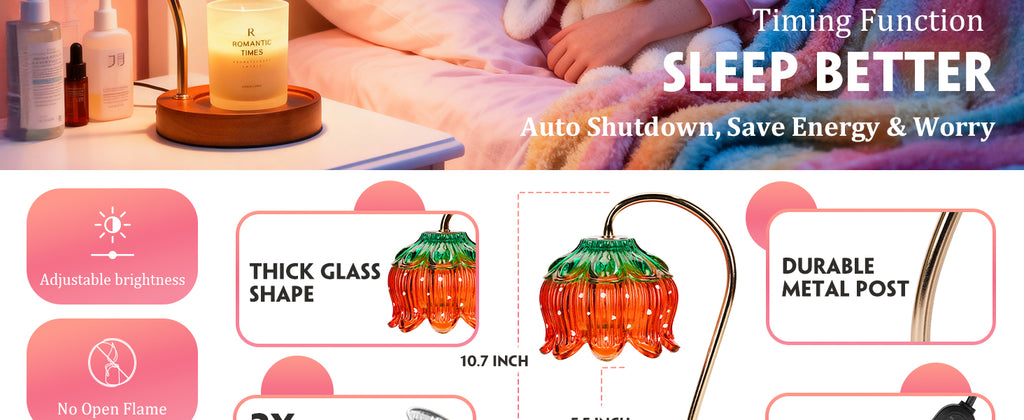 Strawberry Candle Warmer Lamp, Cute Candle Lamp with Timer & Dimmable, Birthday Christmas Gifts for Women Mom, House Warming Gift New Home, Lotus Wax Melt Warmer for Yankee Village Candles