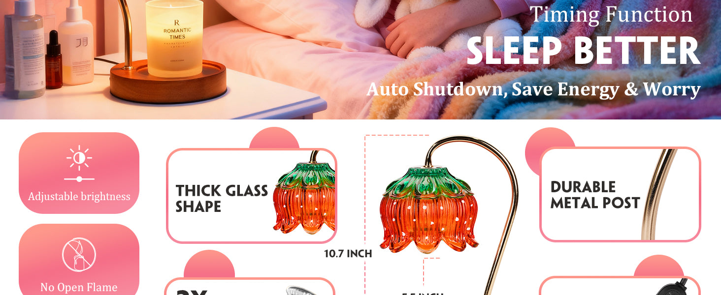 Strawberry Candle Warmer Lamp, Cute Candle Lamp with Timer & Dimmable, Birthday Christmas Gifts for Women Mom, House Warming Gift New Home, Lotus Wax Melt Warmer for Yankee Village Candles