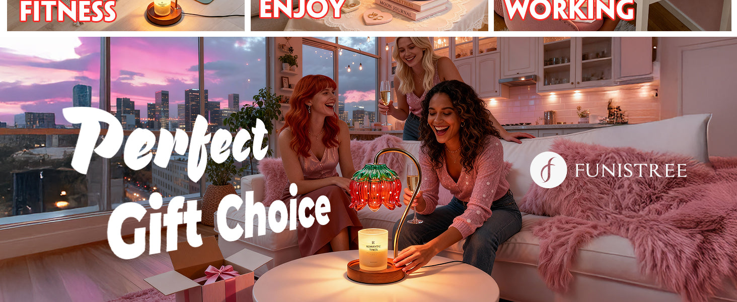 Strawberry Candle Warmer Lamp, Cute Candle Lamp with Timer & Dimmable, Birthday Christmas Gifts for Women Mom, House Warming Gift New Home, Lotus Wax Melt Warmer for Yankee Village Candles