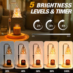 Candle Warmer Lamp with Timer and Dimmer, Electric Wax Warmers for Scented Candles with 5 Brightness Settings, Anti-Glare Lamp with Adjustable Height, Home Decor, Gift for Christmas, Birthday