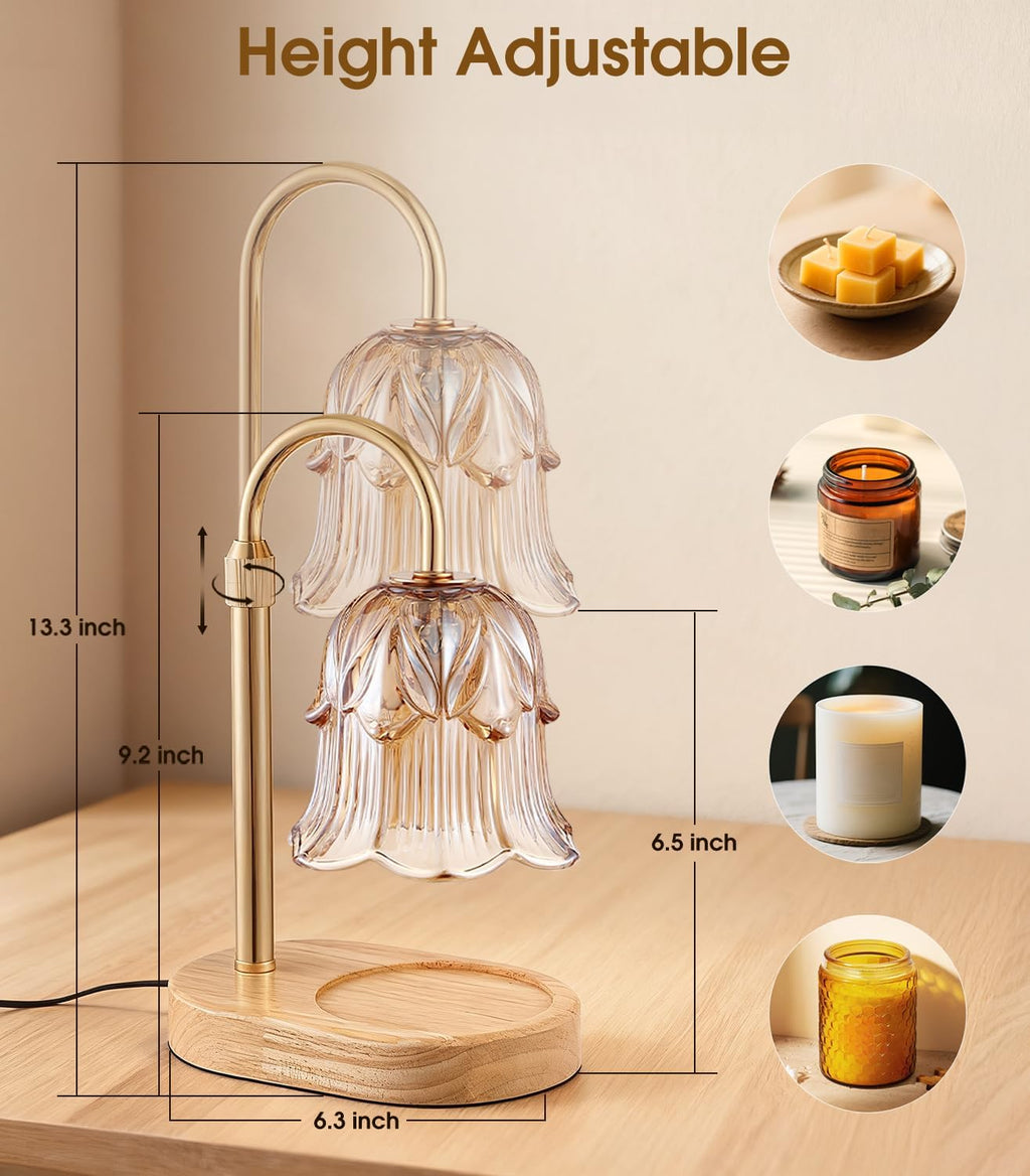 Candle Warmer Lamp Adjustable Timer Electric－Green Flower-Shaped Wax lamp