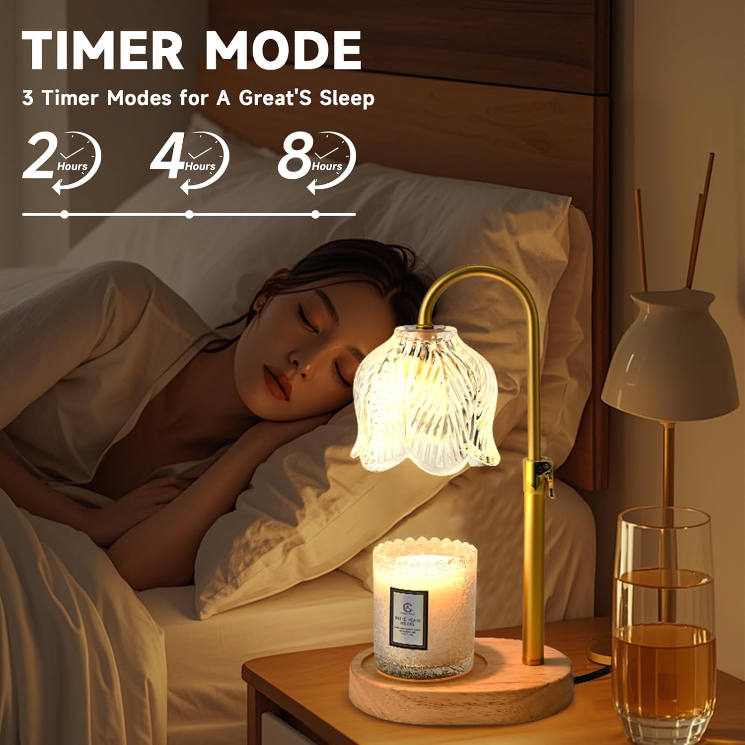 Candle Warmer Lamp with Timer, Birthday Gifts for Women Mom, Height Adjustable Wax Melts Warmer, White Elephant Gifts, Dimmable Candle Warmer for Jar Candles with 2 Bulbs