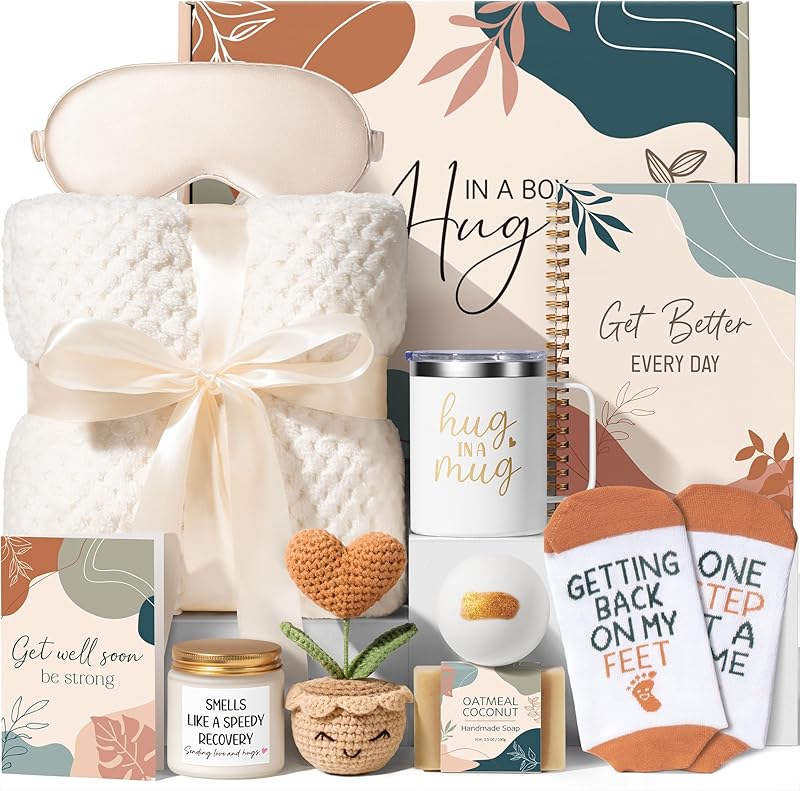 Get Well Gifts for Women After Surgery Recovery, Get Well Soon Gift Baskets for Women Chemo Care Package, Thinking of You Cancer Care Gifts for Sick Friends, Feel Better Encouragement Comfort Gift Box