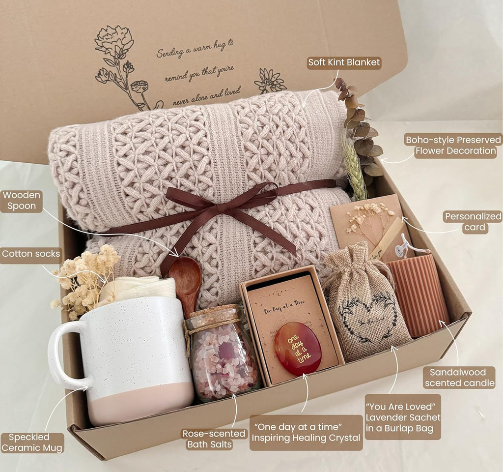 Get Well Soon Gift Baskets for Women - Earth Tone Self Care Package - After Surgery, Sympathy Gifts for Loss of Loved One, Thinking of You/ Mothers Day/ Grief /Bereavement /Miscarriage Gifts for Women