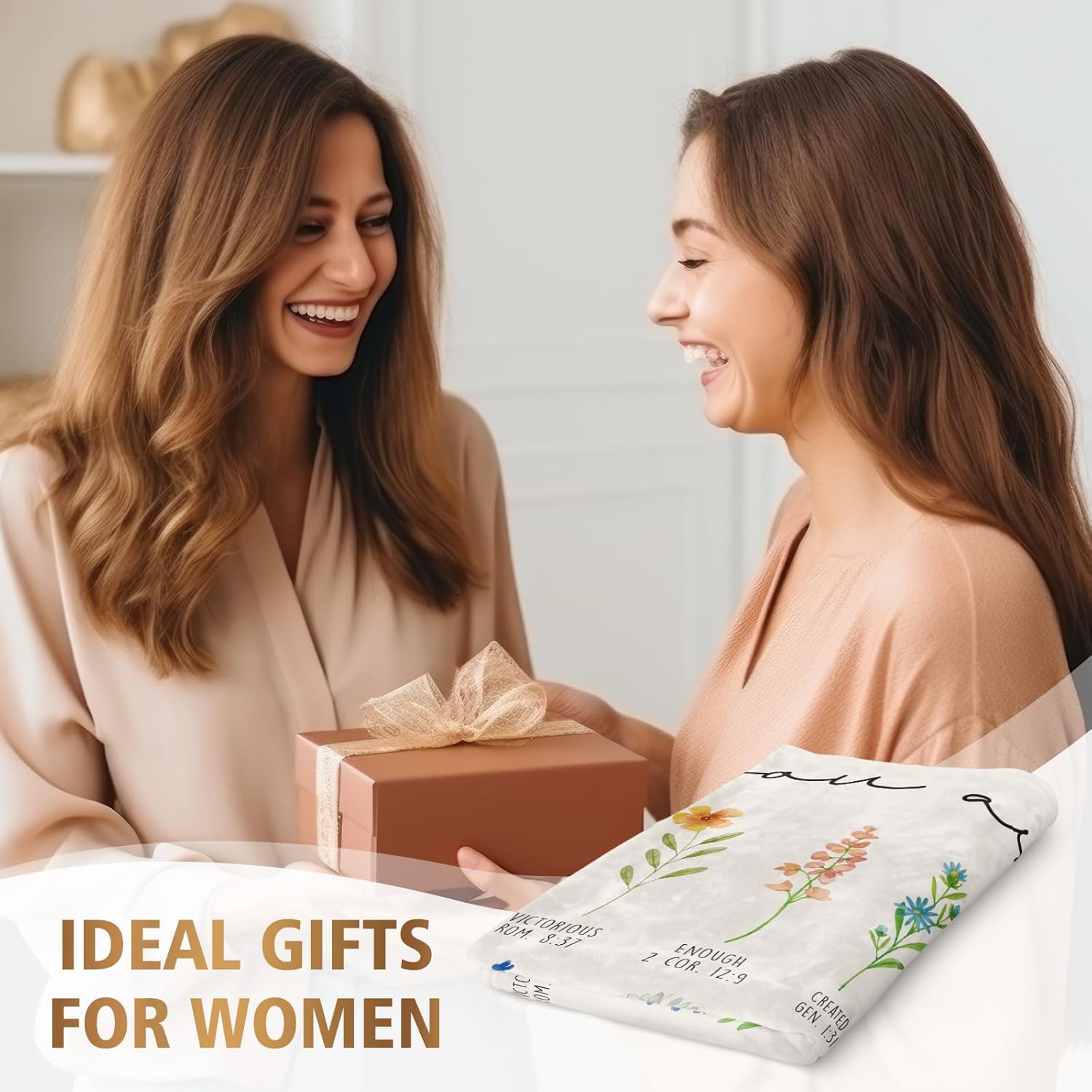 Afterprints Christian Gifts for Women, Christian Blanket with Flowers, Birthday Gifts for Women, Inspirational, Religious Gifts for Sister, Friend, Daughter, Mom, Soft Throw Blankets 50'' x 60''