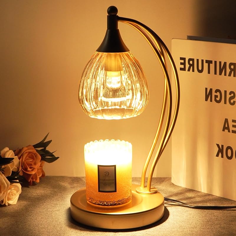 Candle Warmer Lamp with Timer Dimmer - Candle Light Warmer for Jar Candles with 2 Bulbs - Electric Candle Lamp Wax Warmer for Scented Wax Housewarming Gifts New Home Decor for Women Purple Black