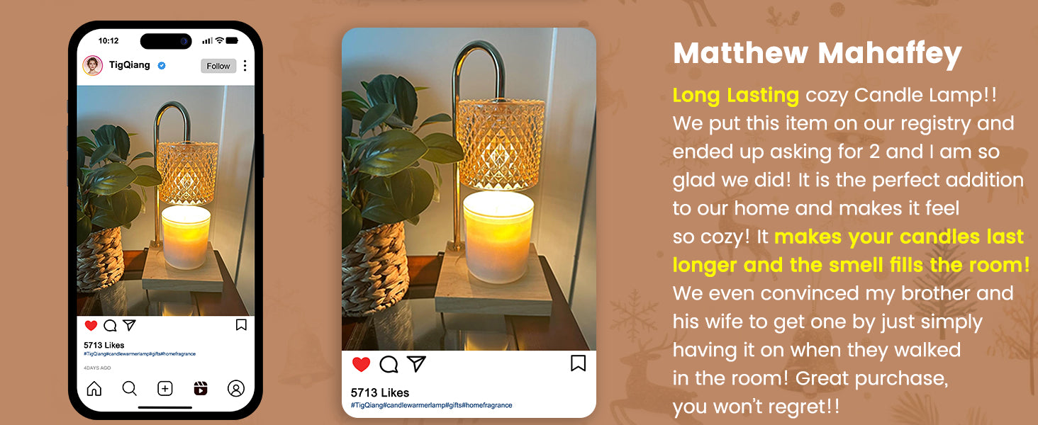 Candle Warmer Lamp with Timer Dimmer, Birthday Gifts for Women Mom, House Warming Gifts, Elegant New Home Decor, Wax Warmer for Jar Candles, Heater Lamp for Scented Wax, Amber Glass