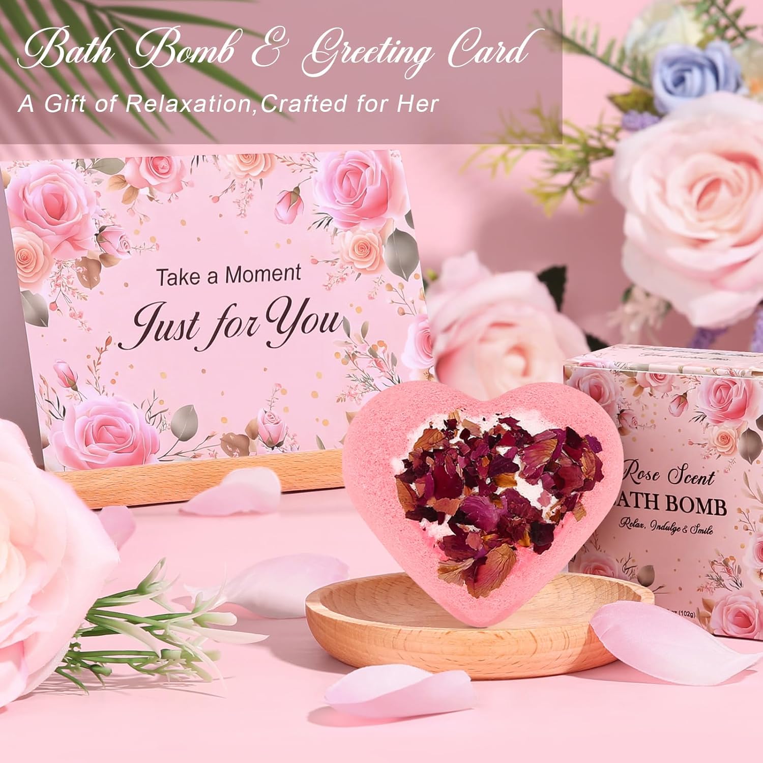 Self Care Gifts for Women Get Well Soon Gift Baskets, Unique Birthday Gifts Spa Care Package, Relaxing Christmas Stocking Stuffers for Women Gift for Mom Her Sister Best Friend Girlfriend Rose