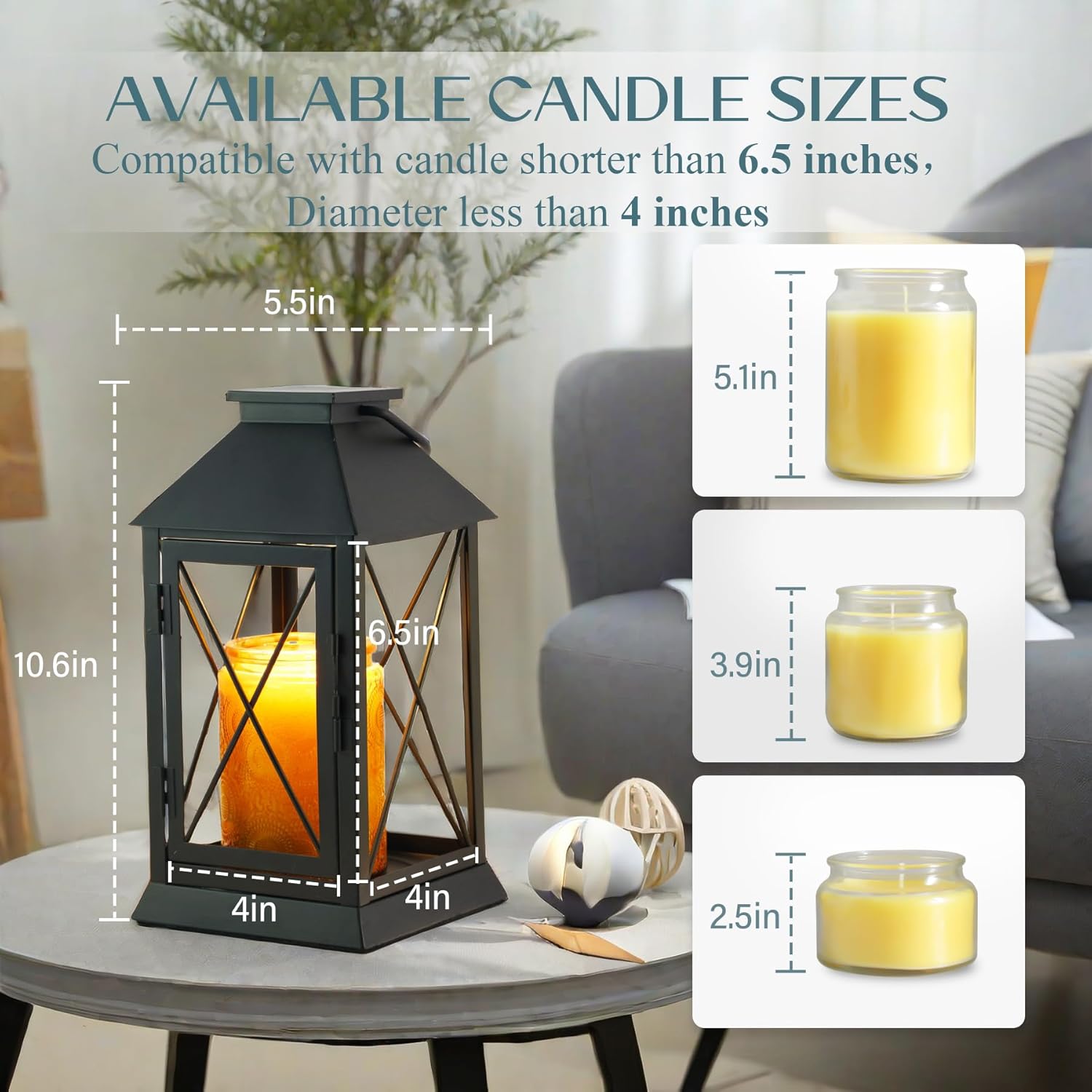 Candle Warmer Lamp with Timer,Compatible with 3 Wick Candles/Large Candel Jars,Vintage Lamp Candle Warmer Lantern,Dimmable Candle Lamp Warmer Farmhouse,Fully Enclosed Designed and Hanging Up-Black