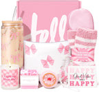 Gift Baskets for Women, 9pcs Birthday Gifts for Teenage Girls, Best Christmas Ideas Box w/Coquette Bow Aesthetic Cup Trendy Stuff for Her Teen Girl Sister Friend Friendship Sweet 16th 18th 21st Bday