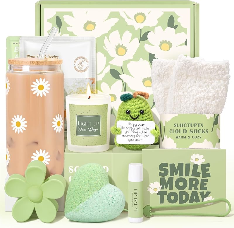 Gift Baskets for Women, 9pcs Birthday Gifts for Teenage Girls, Best Christmas Ideas Box w/Coquette Bow Aesthetic Cup Trendy Stuff for Her Teen Girl Sister Friend Friendship Sweet 16th 18th 21st Bday